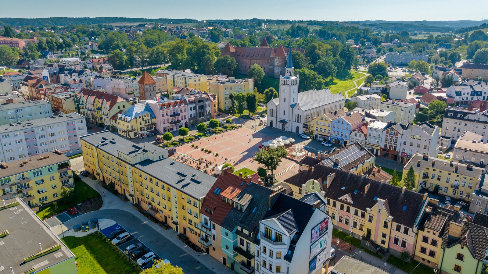 Kościół św. Katarzyny w Bytowie z lotu ptaka