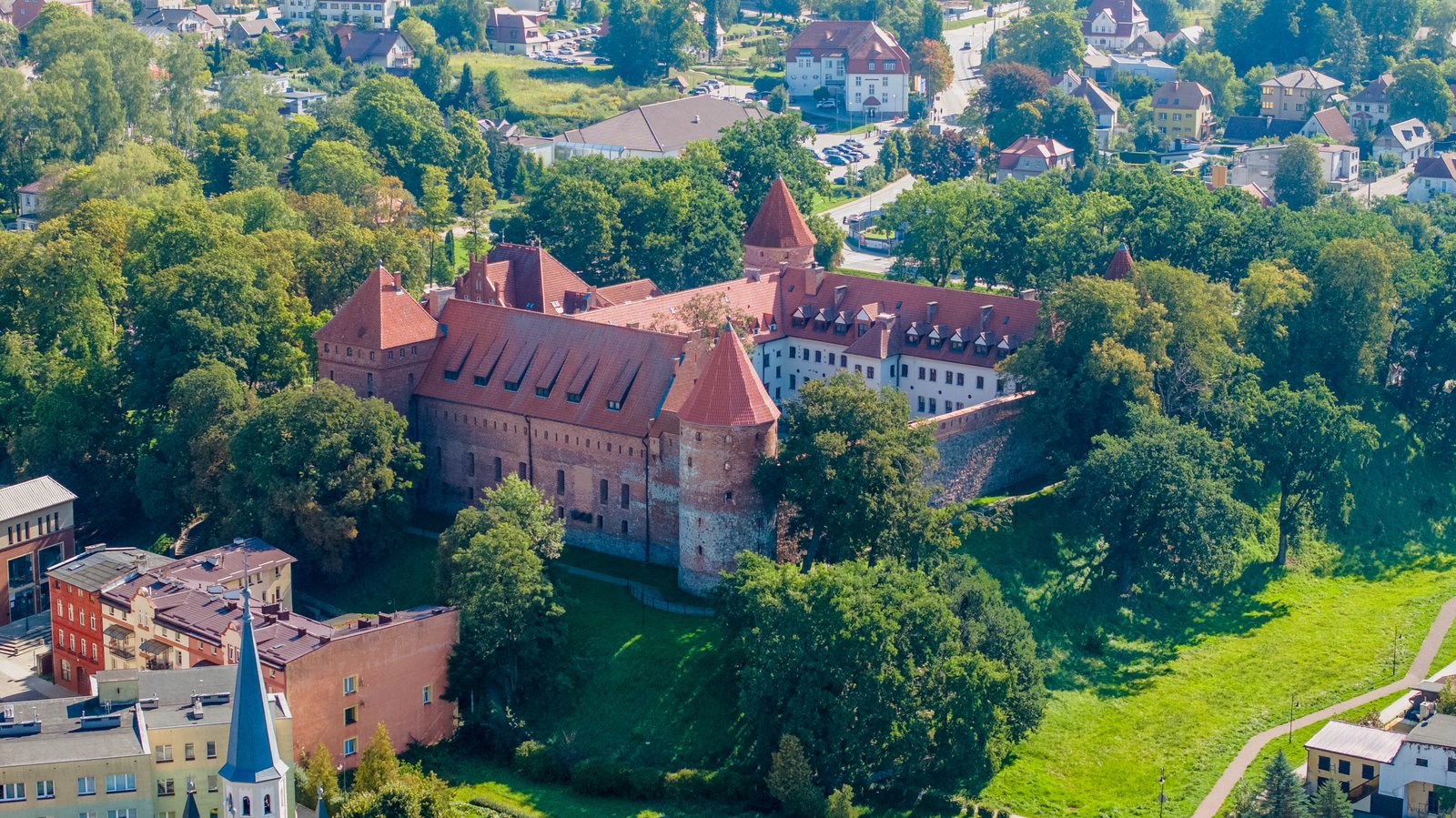 Zamek krzyżacki w Bytowie z lotu ptaka